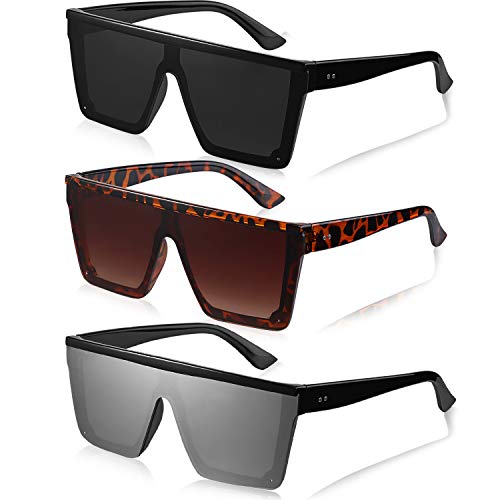 Oversized Flat Top Square Sunglasses 3-Pack